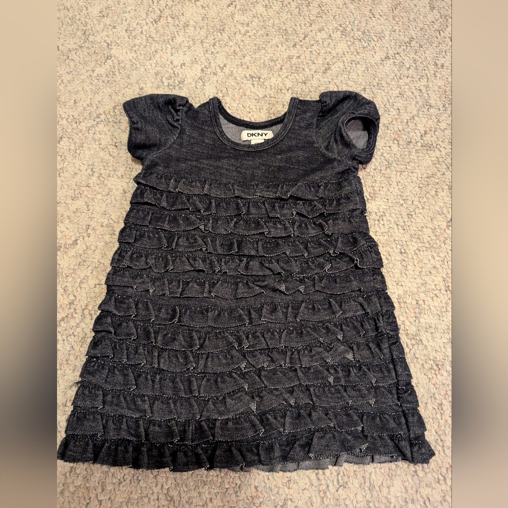 4 for $12 Bundle - DKNY Denim Ruffle Kids Dress 12 Months
